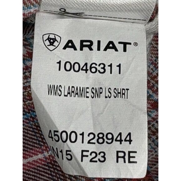 Ariat Real Laramie Western Red Plaid Flannel Shirt Women’s XL Full Snap - Picture 9 of 15